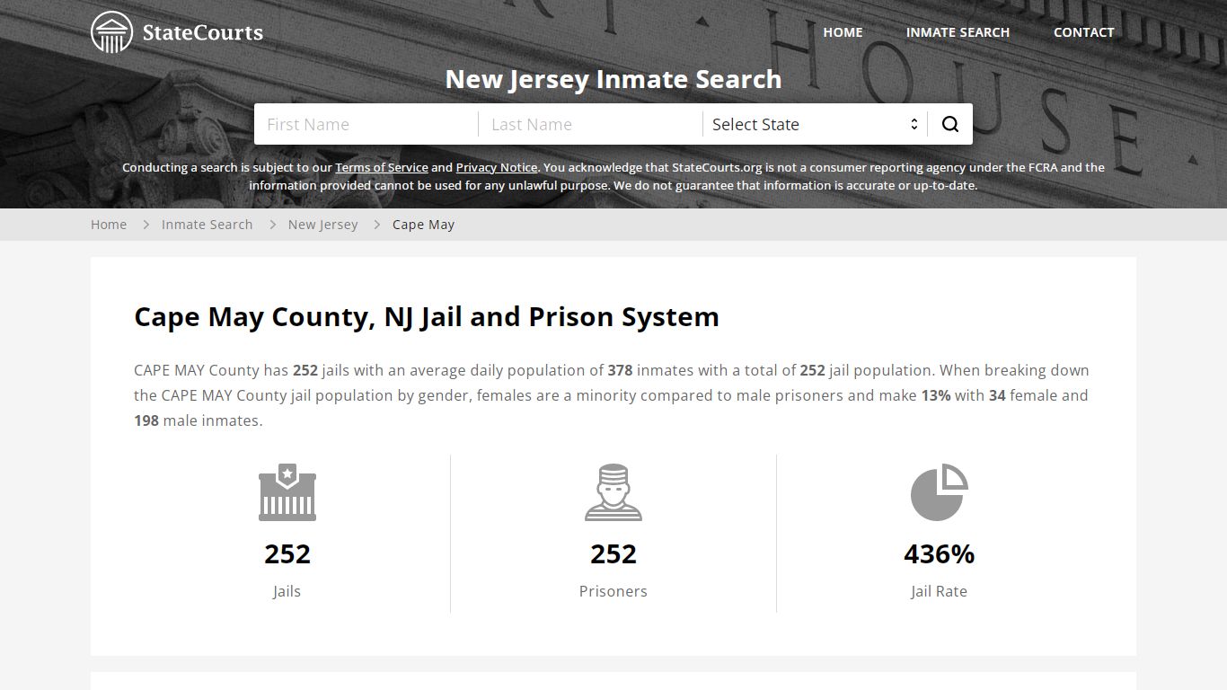 Cape May County, NJ Inmate Search - StateCourts